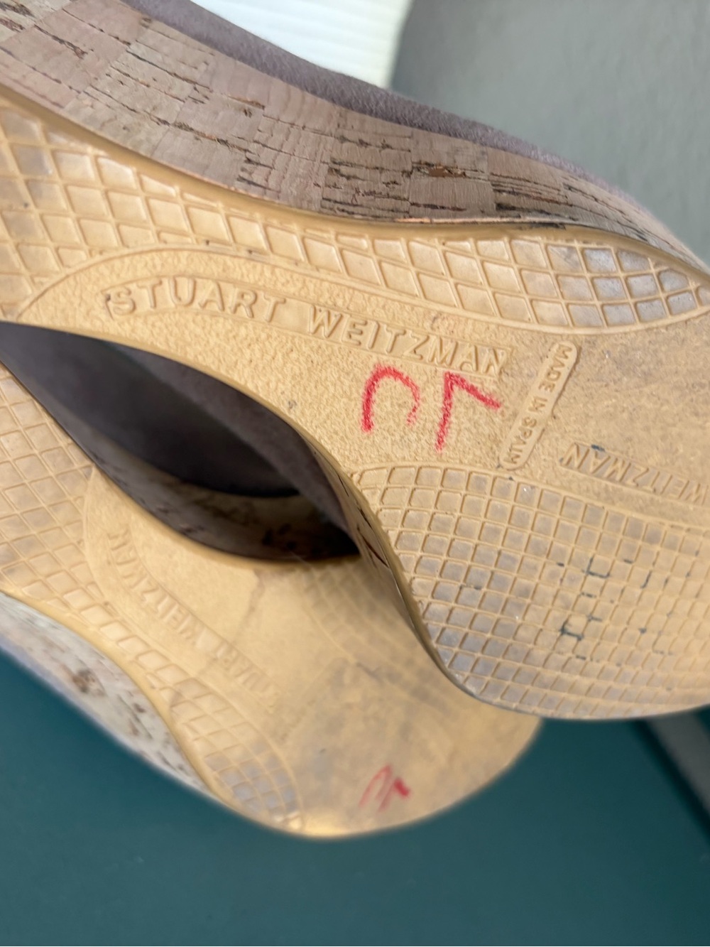 Stuart Weitzman Anna Peep Toe Wedge Tan Neutral 8.5 - Picture 11 of 11